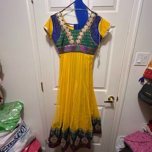 Yellow and Blue anarkali